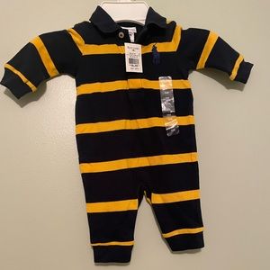 NWT Baby Boys 3 months Ralph Lauren polo romper long sleeve